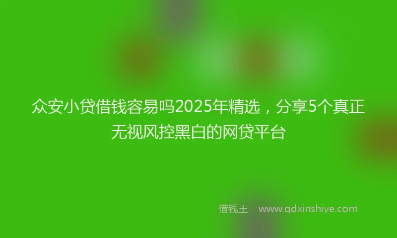 众安小贷借钱容易吗2025年精选，分享5个真正无视风控黑白的网贷平台