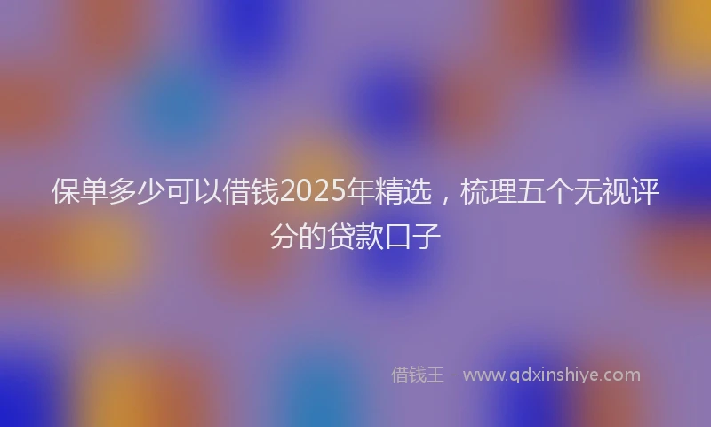 保单多少可以借钱2025年精选，梳理五个无视评分的贷款口子