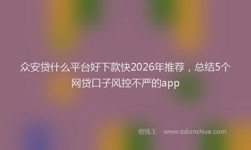 众安贷什么平台好下款快2026年推荐，总结5个网贷口子风控不严的app