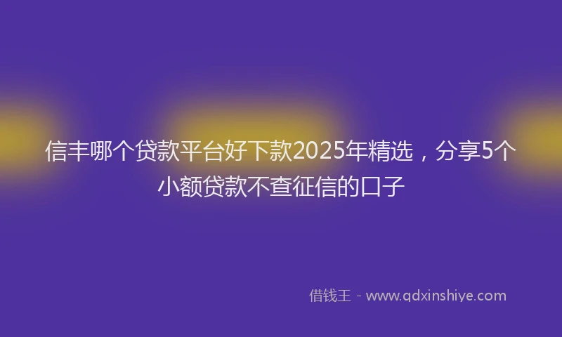 信丰哪个贷款平台好下款2025年精选，分享5个小额贷款不查征信的口子