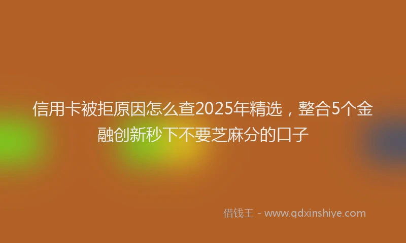 信用卡被拒原因怎么查2025年精选，整合5个金融创新秒下不要芝麻分的口子