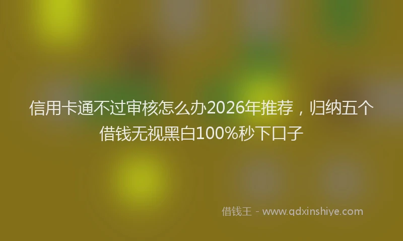 信用卡通不过审核怎么办2026年推荐，归纳五个借钱无视黑白100%秒下口子