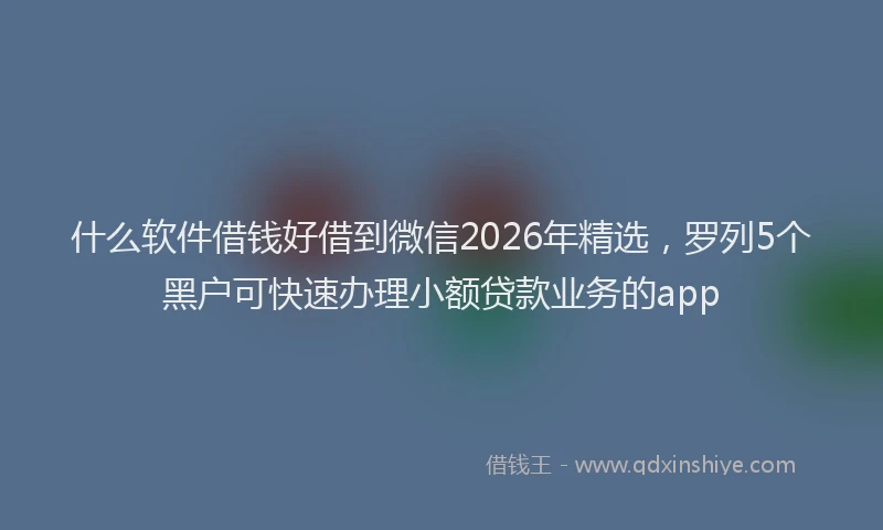 什么软件借钱好借到微信2026年精选，罗列5个黑户可快速办理小额贷款业务的app