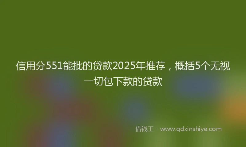 信用分551能批的贷款2025年推荐，概括5个无视一切包下款的贷款