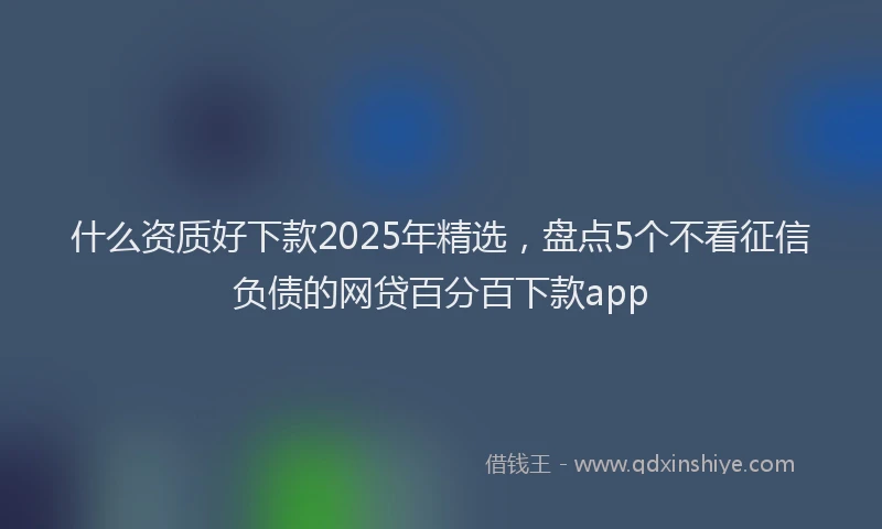 什么资质好下款2025年精选，盘点5个不看征信负债的网贷百分百下款app
