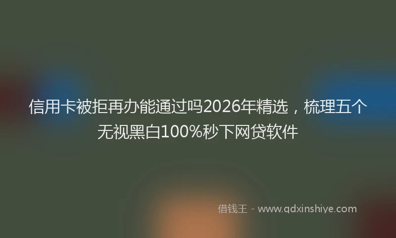信用卡被拒再办能通过吗2026年精选,梳理五个无视黑白100%秒下网贷软件
