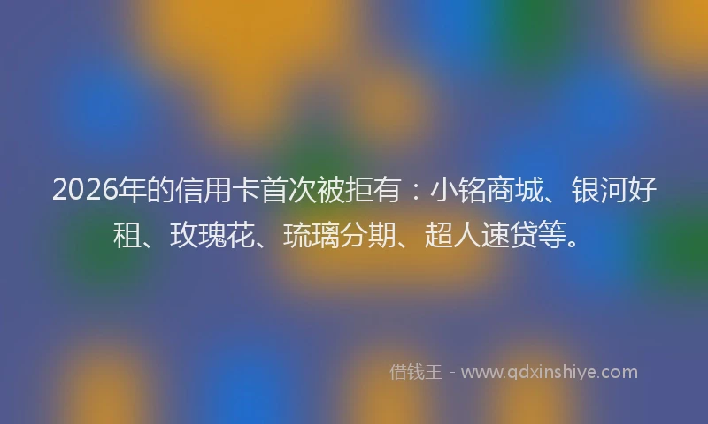 2026年的信用卡首次被拒有:小铭商城、银河好租、玫瑰花、琉璃分期、超人速贷等。