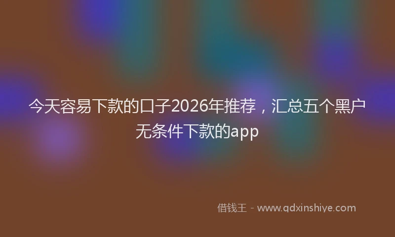 今天容易下款的口子2026年推荐，汇总五个黑户无条件下款的app