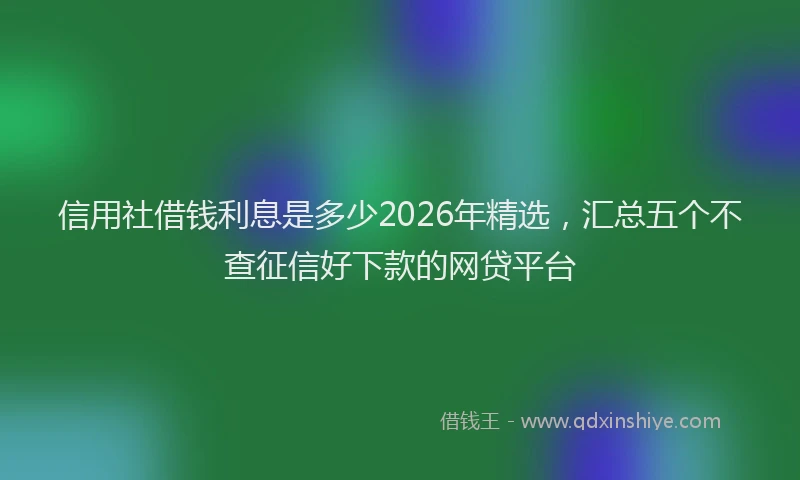 信用社借钱利息是多少2026年精选，汇总五个不查征信好下款的网贷平台