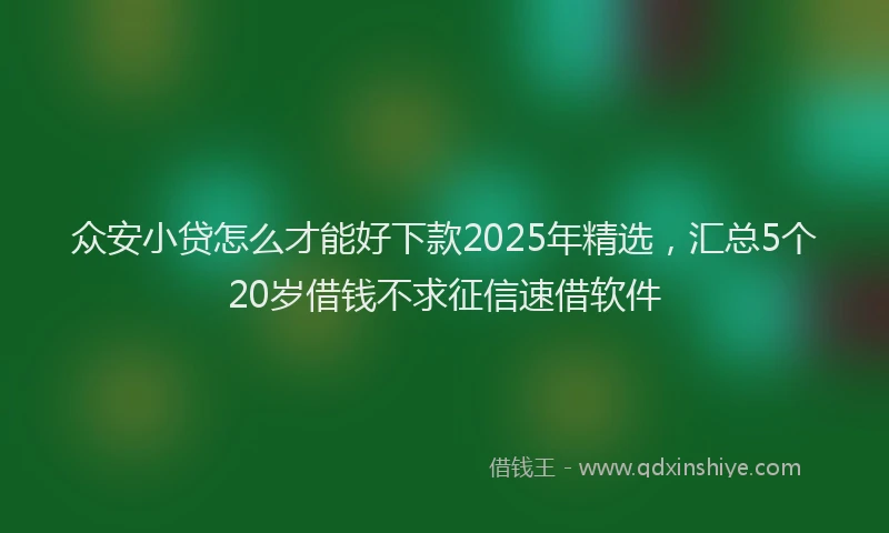 众安小贷怎么才能好下款2025年精选，汇总5个20岁借钱不求征信速借软件