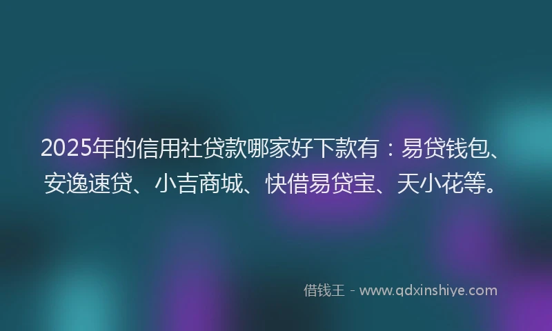 2025年的信用社贷款哪家好下款有：易贷钱包、安逸速贷、小吉商城、快借易贷宝、天小花等。