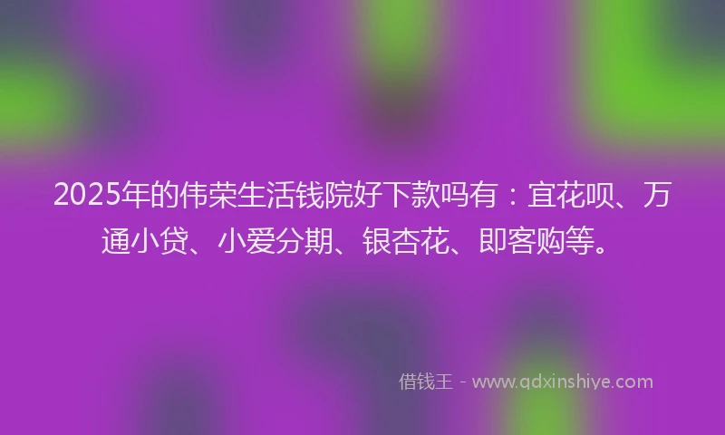 2025年的伟荣生活钱院好下款吗有：宜花呗、万通小贷、小爱分期、银杏花、即客购等。