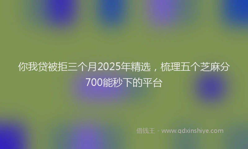 你我贷被拒三个月2025年精选，梳理五个芝麻分700能秒下的平台