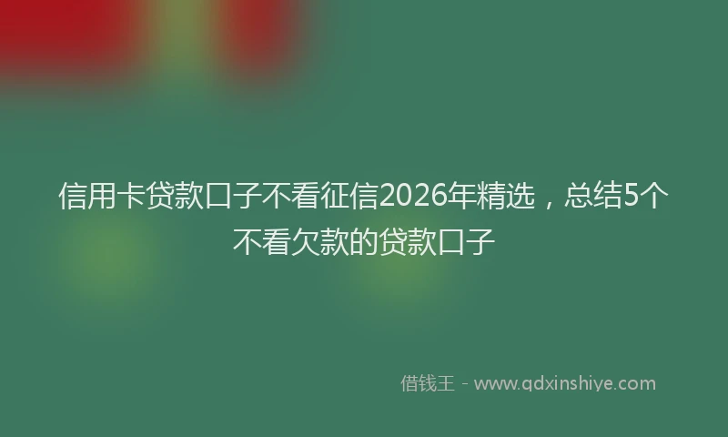 信用卡贷款口子不看征信2026年精选，总结5个不看欠款的贷款口子