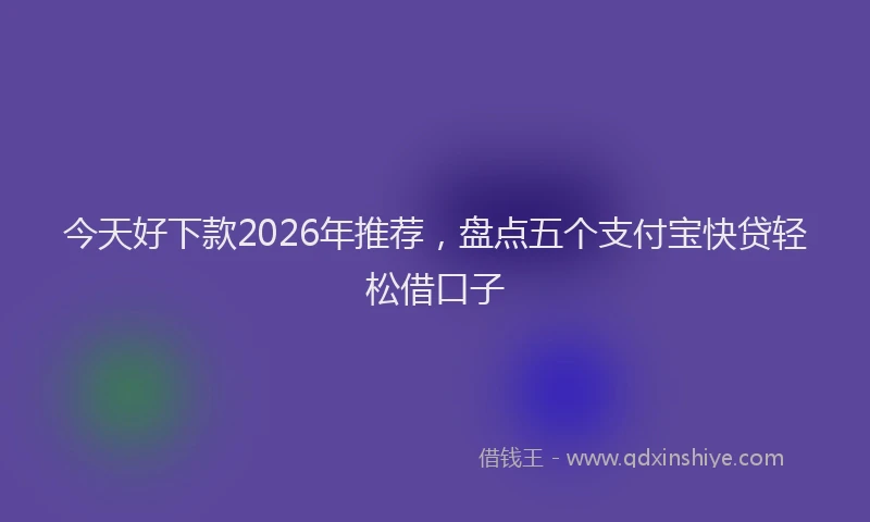 今天好下款2026年推荐，盘点五个支付宝快贷轻松借口子