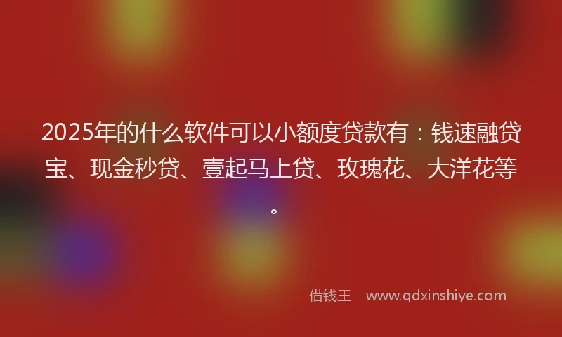 2025年的什么软件可以小额度贷款有：钱速融贷宝、现金秒贷、壹起马上贷、玫瑰花、大洋花等。