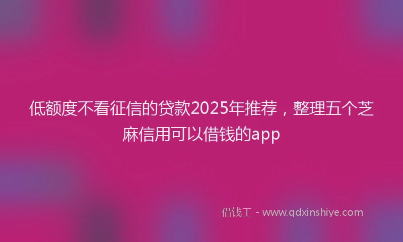 低额度不看征信的贷款2025年推荐，整理五个芝麻信用可以借钱的app