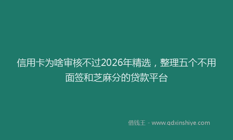 信用卡为啥审核不过2026年精选，整理五个不用面签和芝麻分的贷款平台