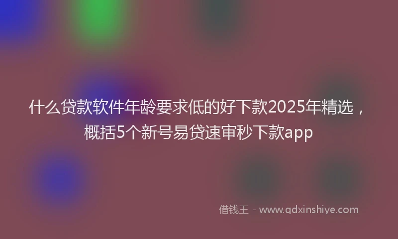 什么贷款软件年龄要求低的好下款2025年精选，概括5个新号易贷速审秒下款app