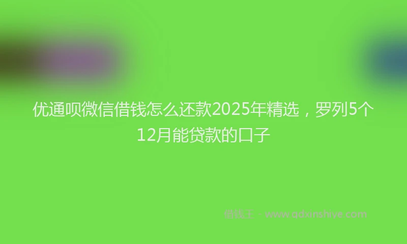 优通呗微信借钱怎么还款2025年精选,罗列5个12月能贷款的口子