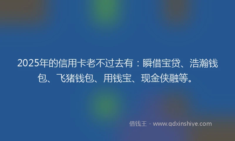 2025年的信用卡老不过去有：瞬借宝贷、浩瀚钱包、飞猪钱包、用钱宝、现金侠融等。