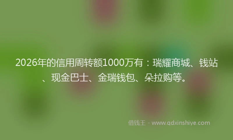 2026年的信用周转额1000万有:瑞耀商城、钱站、现金巴士、金瑞钱包、朵拉购等。