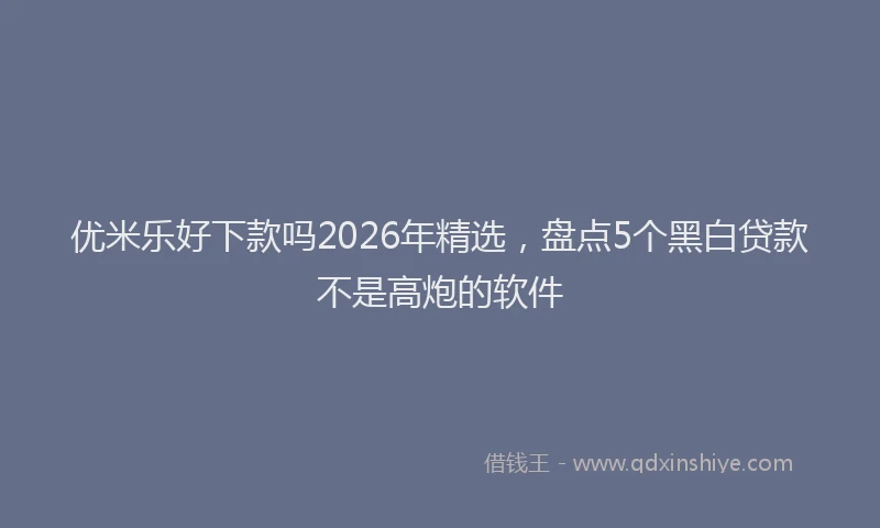 优米乐好下款吗2026年精选,盘点5个黑白贷款不是高炮的软件
