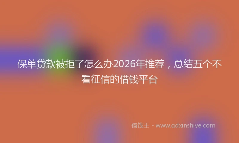 保单贷款被拒了怎么办2026年推荐，总结五个不看征信的借钱平台