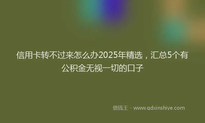 信用卡转不过来怎么办2025年精选，汇总5个有公积金无视一切的口子