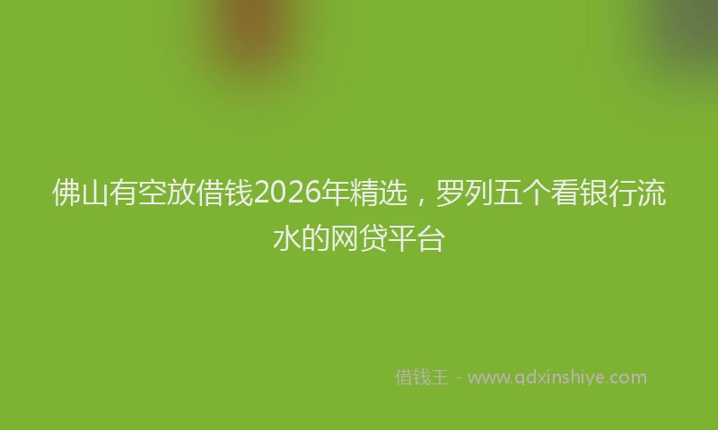 佛山有空放借钱2026年精选，罗列五个看银行流水的网贷平台
