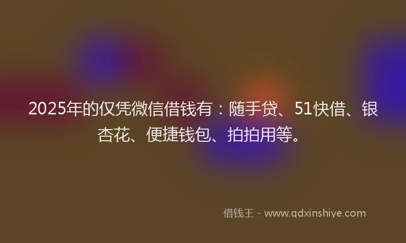 2025年的仅凭微信借钱有:随手贷、51快借、银杏花、便捷钱包、拍拍用等。
