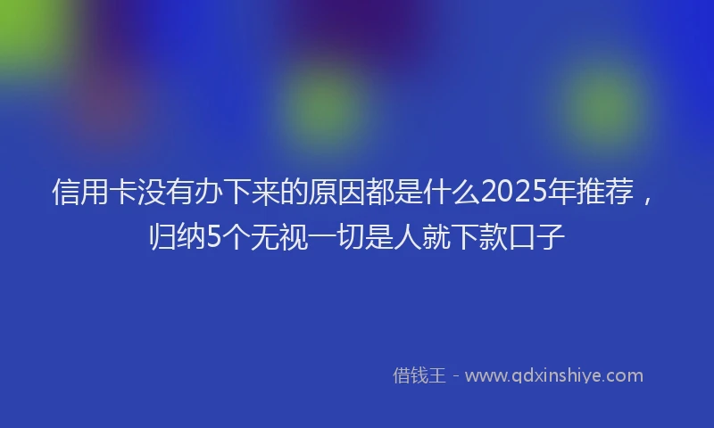 信用卡没有办下来的原因都是什么2025年推荐，归纳5个无视一切是人就下款口子