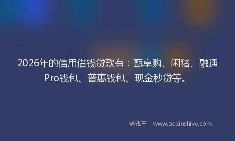2026年的信用借钱贷款有：甄享购、闲猪、融通Pro钱包、普惠钱包、现金秒贷等。