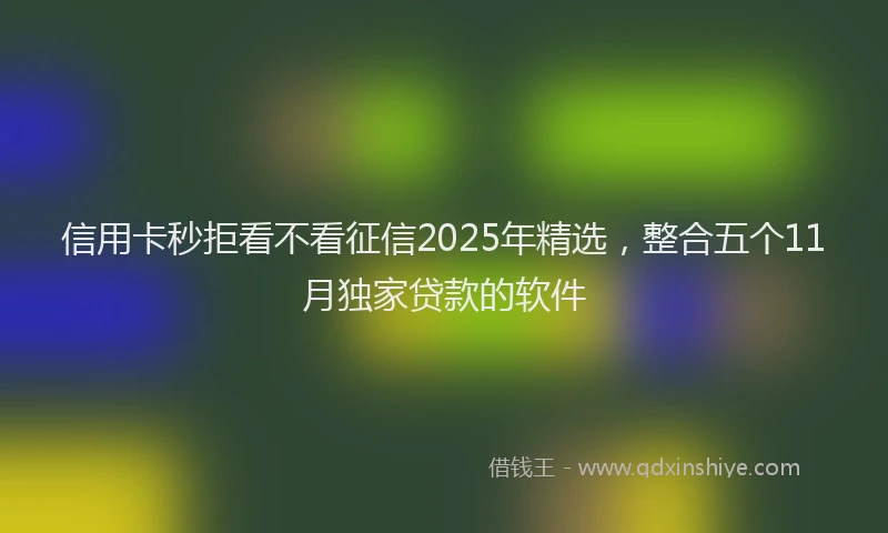 信用卡秒拒看不看征信2025年精选，整合五个11月独家贷款的软件