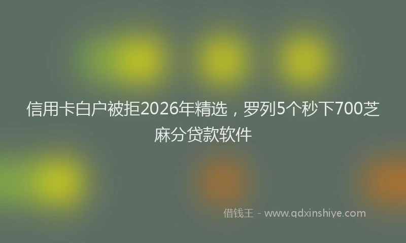 信用卡白户被拒2026年精选，罗列5个秒下700芝麻分贷款软件