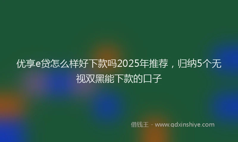 优享e贷怎么样好下款吗2025年推荐，归纳5个无视双黑能下款的口子