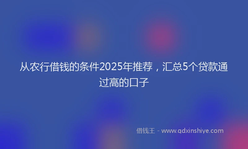 从农行借钱的条件2025年推荐,汇总5个贷款通过高的口子