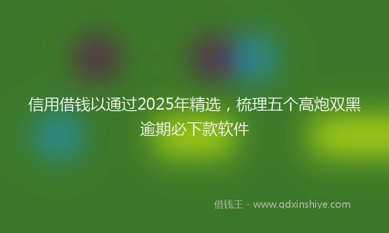信用借钱以通过2025年精选，梳理五个高炮双黑逾期必下款软件