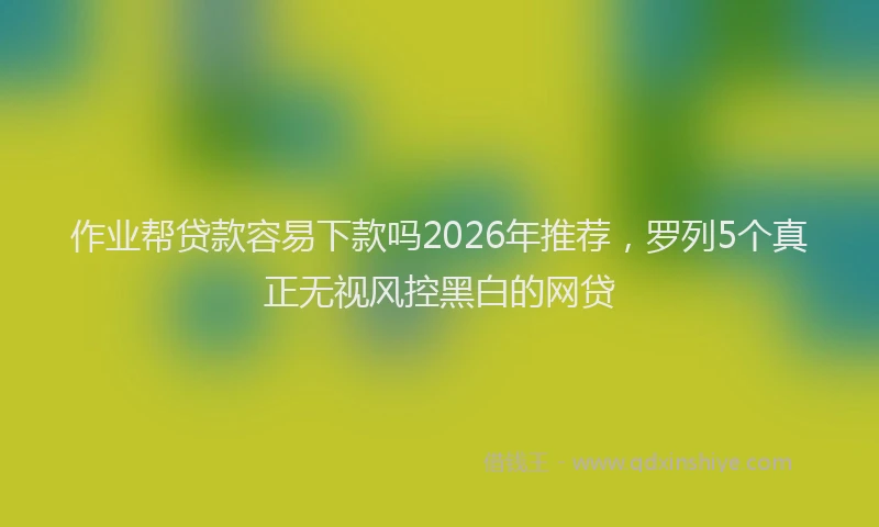作业帮贷款容易下款吗2026年推荐，罗列5个真正无视风控黑白的网贷