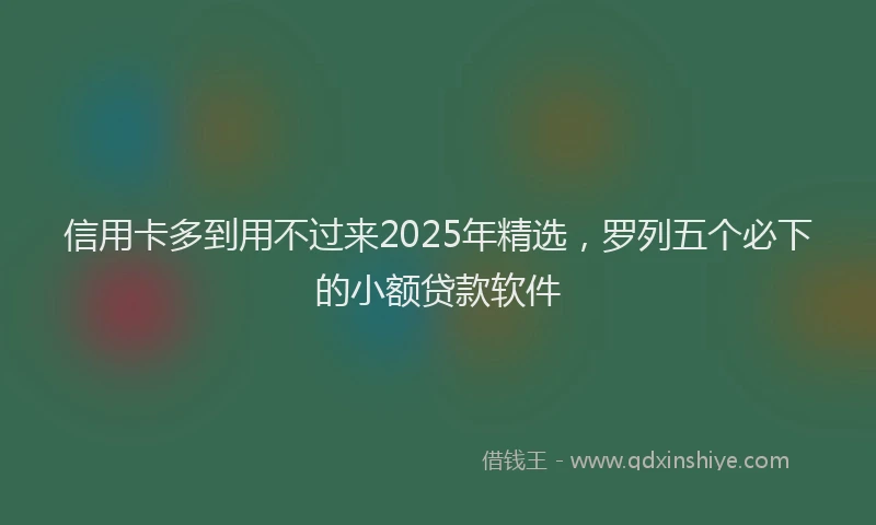 信用卡多到用不过来2025年精选,罗列五个必下的小额贷款软件
