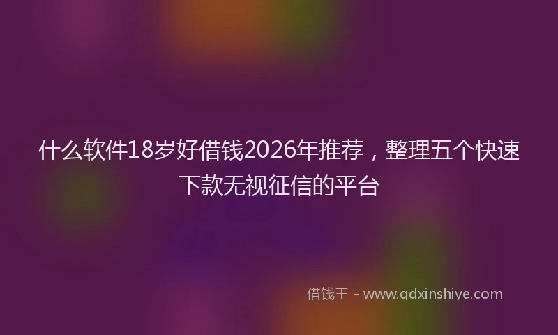 什么软件18岁好借钱2026年推荐，整理五个快速下款无视征信的平台