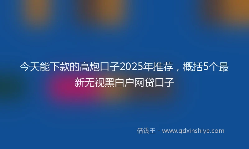 今天能下款的高炮口子2025年推荐,概括5个最新无视黑白户网贷口子