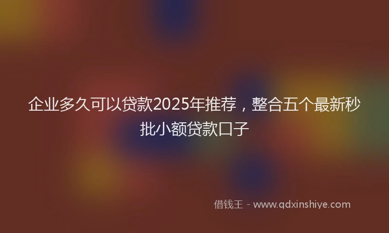 企业多久可以贷款2025年推荐,整合五个最新秒批小额贷款口子