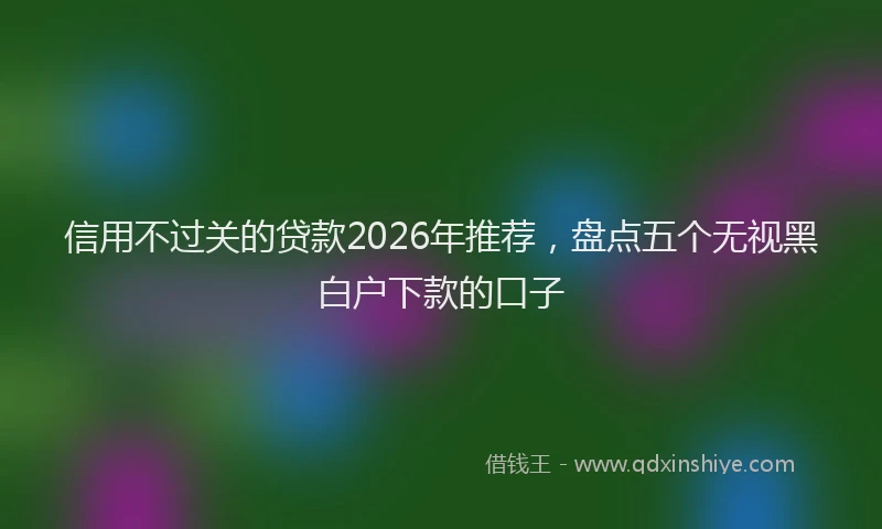 信用不过关的贷款2026年推荐，盘点五个无视黑白户下款的口子