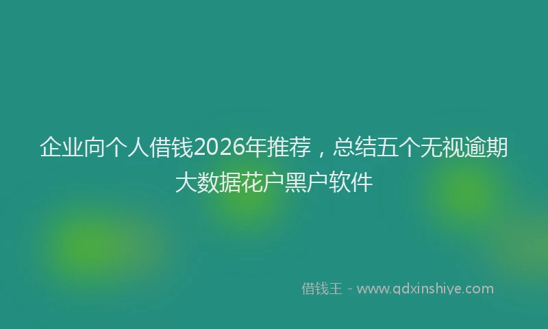 企业向个人借钱2026年推荐，总结五个无视逾期大数据花户黑户软件