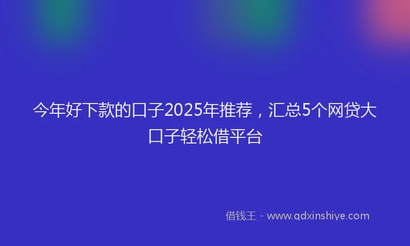 今年好下款的口子2025年推荐，汇总5个网贷大口子轻松借平台