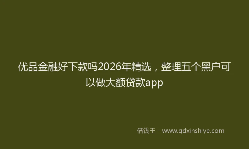 优品金融好下款吗2026年精选，整理五个黑户可以做大额贷款app