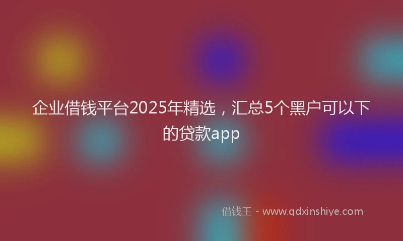 企业借钱平台2025年精选,汇总5个黑户可以下的贷款app