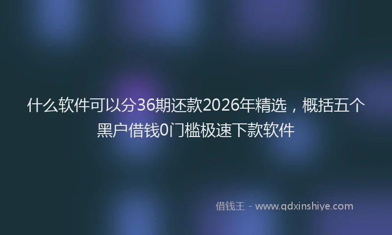 什么软件可以分36期还款2026年精选，概括五个黑户借钱0门槛极速下款软件