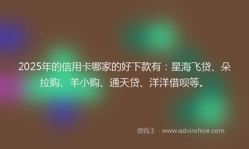 2025年的信用卡哪家的好下款有：星海飞贷、朵拉购、羊小购、通天贷、洋洋借呗等。